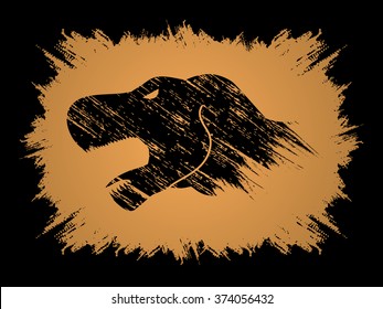 Head T rex dinosaur designed using grunge brush graphic vector