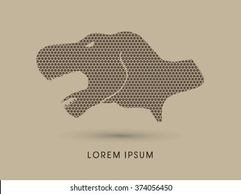 Head T rex dinosaur designed using line triangle pattern graphic vector