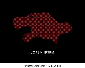 Head T rex dinosaur designed using red dots graphic vector