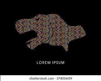 Head T rex dinosaur designed using colorful traingle pattern graphic vector