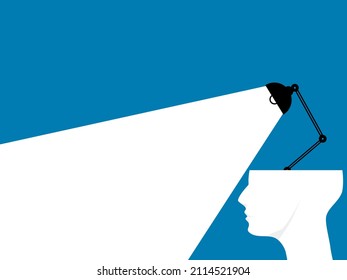 Lámpara de cabeza y mesa. La idea brilla. luz intelectual. ilustración vectorial
