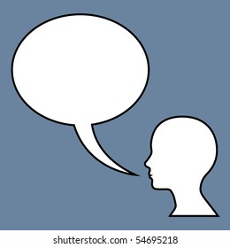 Head talk with balloon. Vector.