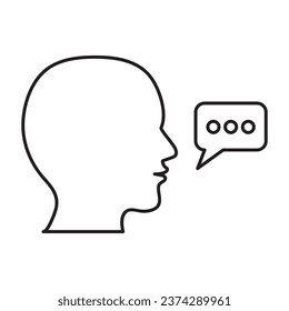 Cabeza, habla, habla icono. ilustración de estilo de moda plana de liner sobre fondo blanco..eps