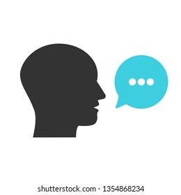 Head, talk, speaking icon. Vector illustration, flat design.