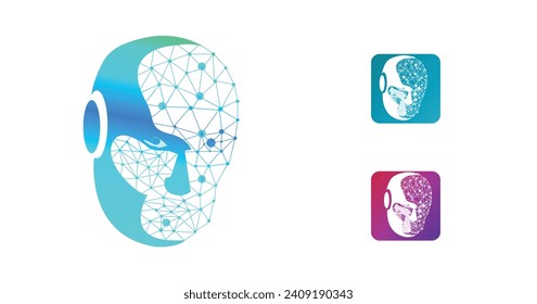 logotipo estético azul de la cabeza