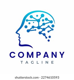 Head Tech Brain Artificial Intelligence Logo