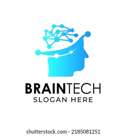 Head Tech logo brain design idea. People head logo concept vector. Robotic Technology mind Logo template design illustration