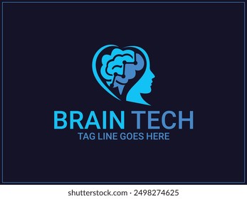 Head-Tech-Logo, Brain-Tech-Logo-Design, Technologie-Logo-Design, Vektorvorlage