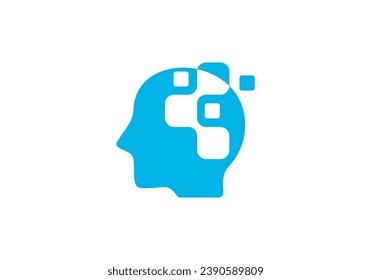 head tech logo, brain digital technology template design vector illustration