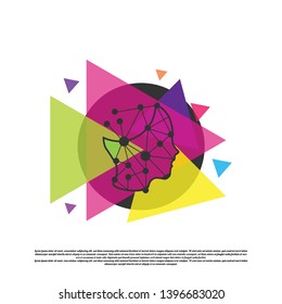Head tech logo with colorful concept. Robotic technology icon. networking. future. head pixel. illustration element vector