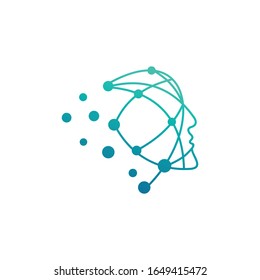 Head Tech logo, colorful Head logo concept vector, Head digital Technology Logo template designs illustration