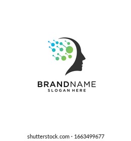 Head Tech logo, colorful Head logo concept vector, Head digital Technology Logo template designs vector illustration, Brain tech logo vector.