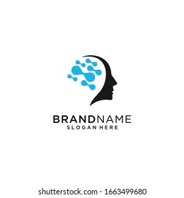 Logotipo Head Tech, colorido logo de la cabeza vector, diseño de la plantilla de logotipo de la tecnología digital Head, ilustración vectorial, logotipo de la tecnología Brain.