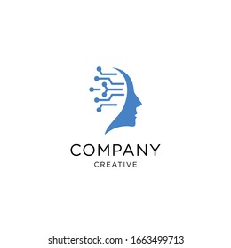 Head Tech logo, colorful Head logo concept vector, Head digital Technology Logo template designs vector illustration, Brain tech logo vector.