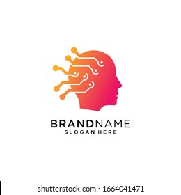 Logotipo Head Tech, colorido logo de la cabeza vector, diseño de la plantilla de logotipo de la tecnología digital Head, ilustración vectorial, logotipo de la tecnología Brain.