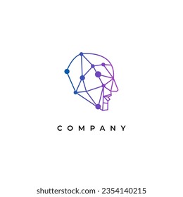 Head Tech logo, colorful Head logo concept vector, Head digital Technology Logo template designs illustration