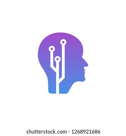 Head Tech Logo concept, Brain Robotic logo Vector - Vector