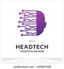 Head Tech Logo Design Template Inspiration