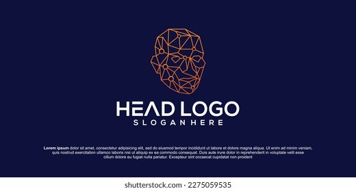 Head Tech logo, Head geometry logo concept vector, Robotic Technology Logo template design vector illustration