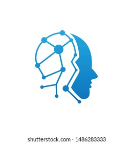 Head Tech logo, Pixel Head logo concept vector, Robotic Technology Logo template designs vector illustration