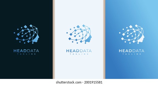 Head tech logo, robotic technology logo template logo design inspiration