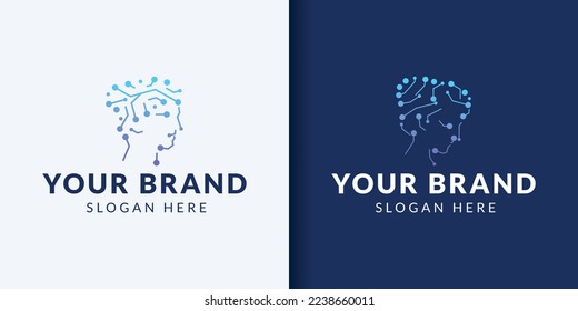 Head tech logo, robotic technology logo design inspiration