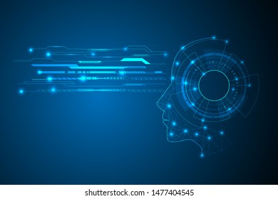 Head Technology Innovation In The Future. Intelligence Abstract Background.