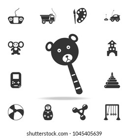 head teddy bear on stick icon. Detailed set of baby toys icons. Premium quality graphic design. One of the collection icons for websites, web design, mobile app on white background
