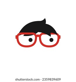 Head of a teen man with glasses. Simple minimal vector.