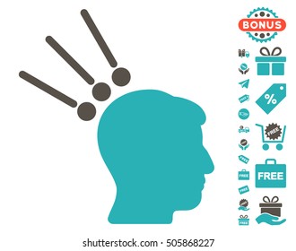 Head Test Connectors icon with free bonus pictograph collection. Vector illustration style is flat iconic symbols, grey and cyan colors, white background.