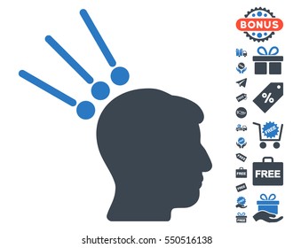 Head Test Connectors icon with free bonus images. Vector illustration style is flat iconic symbols, smooth blue colors, white background.