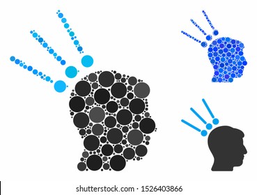 Head test connectors mosaic for head test connectors icon of spheric dots in different sizes and color tints. Vector round dots are combined into blue illustration.