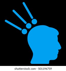 Head Test Connectors vector pictograph. Style is flat graphic symbol, blue color, black background.