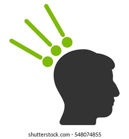 Head Test Connectors vector pictograph. Style is flat graphic bicolor symbol, eco green and gray colors, white background.
