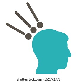 Head Test Connectors vector pictograph. Style is flat graphic bicolor symbol, grey and cyan colors, white background.