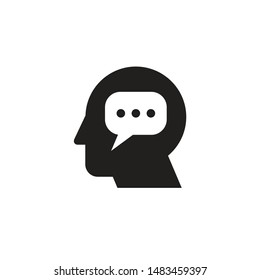 Head think concept icon design. Message talk sign. Creative idea symbol. 