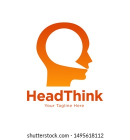 Head think concept icon design. Message talk sign. Creative idea symbol. 