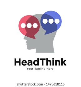Head think concept icon design. Message talk sign. Creative idea symbol. 
