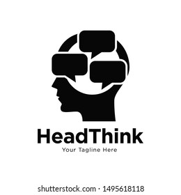 Head think concept icon design. Message talk sign. Creative idea symbol. 