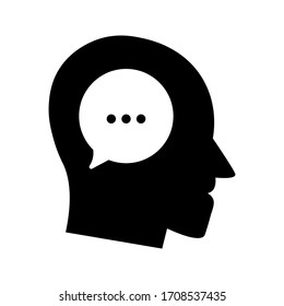 Head think concept icon design. Message talk sign. Creative idea symbol. on white background
