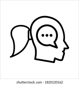 Head think concept icon design. Message talk sign. Creative idea symbol. on white background