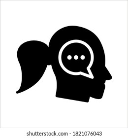 Head think concept icon design. Message talk sign. Creative idea symbol. on white background