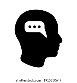 Head think concept icon design. Message talk sign. Creative idea symbol. color editble 