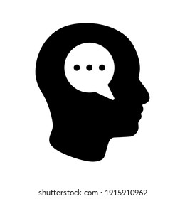 Head Think Concept Icon Design. Message Talk Sign. Creative Idea Symbol. Color Editble 