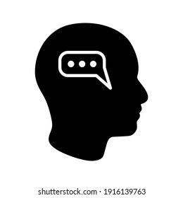 Head think concept icon design. Message talk sign. Creative idea symbol. color editble 