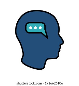 Head think concept icon design. Message talk sign. Creative idea symbol. color editble 