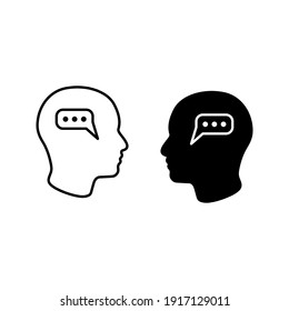 Head think concept icon design. Message talk sign. Creative idea symbol. color editble 