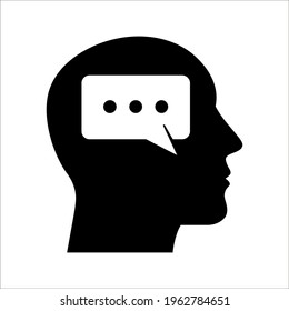 Head think concept icon design. Message talk sign. Creative idea symbol. on white background