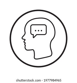 Head think concept icon design. Message talk sign. Creative idea symbol. color editble. eps 10