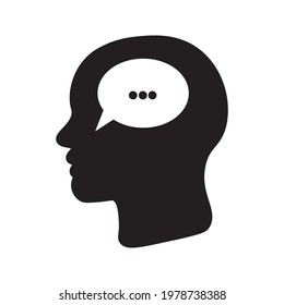 Head think concept icon design. Message talk sign. Creative idea symbol. color editble. eps 10